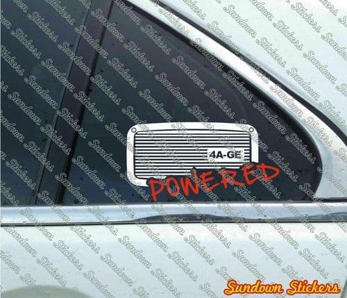 4A-GE Powered sticker for Toyota AE86 Corolla MR2 4age 1600 twin cam classic C69