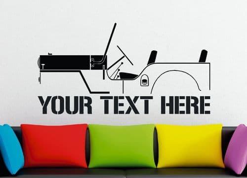 Large Custom car silhouette wall sticker - for 1953 Willys Jeep CJ-3B vintage classic