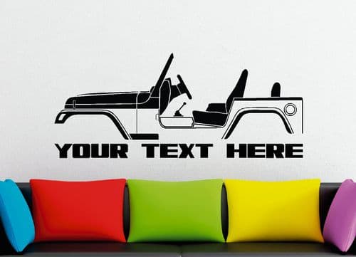 Large Custom car silhouette wall sticker - for Jeep Wrangler TJ offroad vehicle
