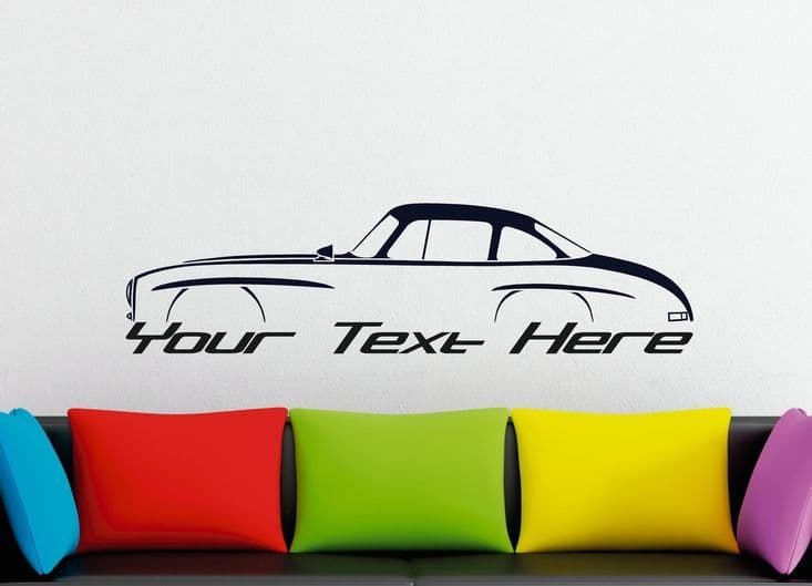 Large Custom car silhouette wall sticker - for Mercedes 300SL gullwing ...