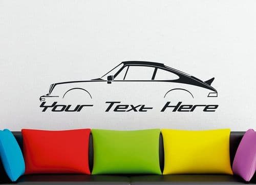 Large Custom car silhouette wall sticker - for Porsche 911 ( 930 ) with ducktail | classic