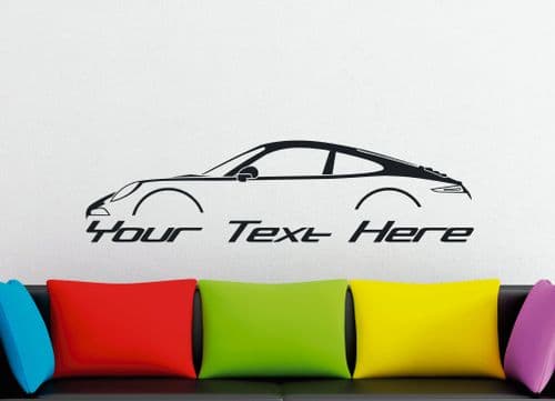 Large Custom car silhouette wall sticker - for Porsche 911 carrera ( 991 ) enthusiasts