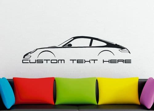 Large Custom car silhouette wall sticker - for Porsche 911 carrera ( 997 ) enthusiasts