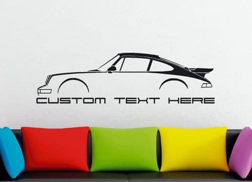Large Custom car silhouette wall sticker - for Porsche 911 Turbo, 964 (1990–1994) air cooled classic