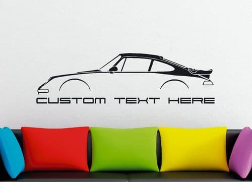 Large Custom car silhouette wall sticker - for Porsche 911 Turbo, 993 (1995–1998) air cooled classic