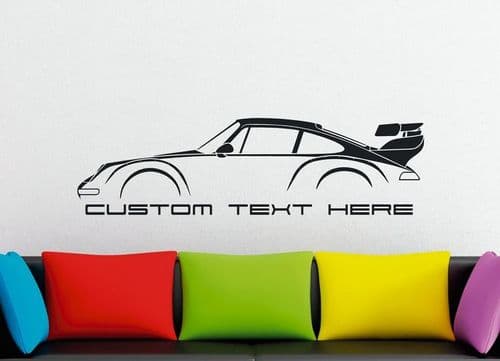 Large Custom car silhouette wall sticker - for Porsche 911 Turbo 993 RWB style
