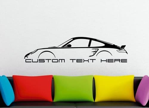 Large Custom car silhouette wall sticker - for Porsche 911 Turbo, 997 (2005–2012)