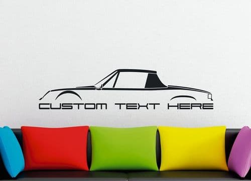 Large Custom car silhouette wall sticker - for Porsche 914 (with roof / top on) classic