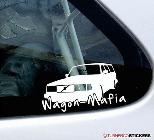 LOW Volvo 240 station ' WAGON MAFIA ' V2 Lowered volvo car sticker , Decal