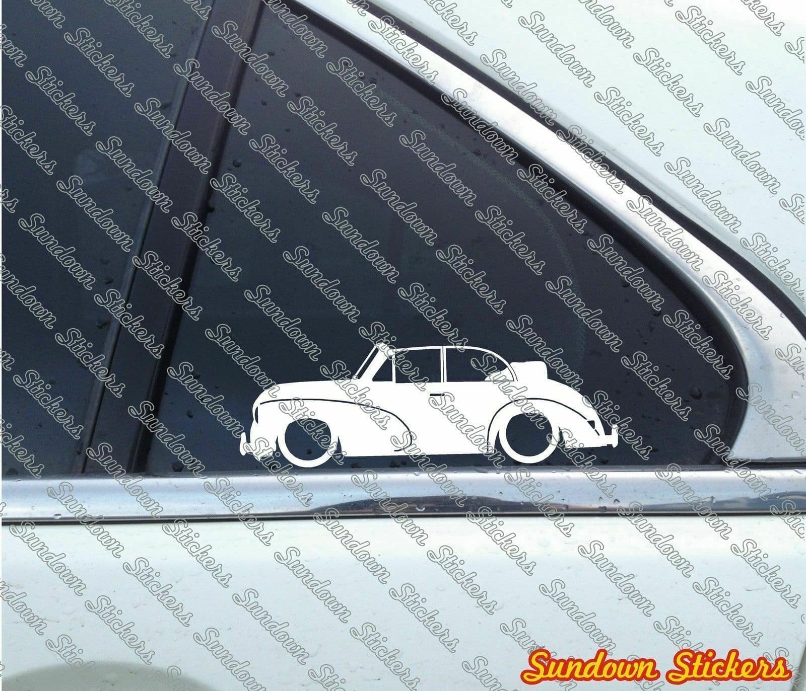 Lowered classic car outline stickers for Morris Minor Convertible ...