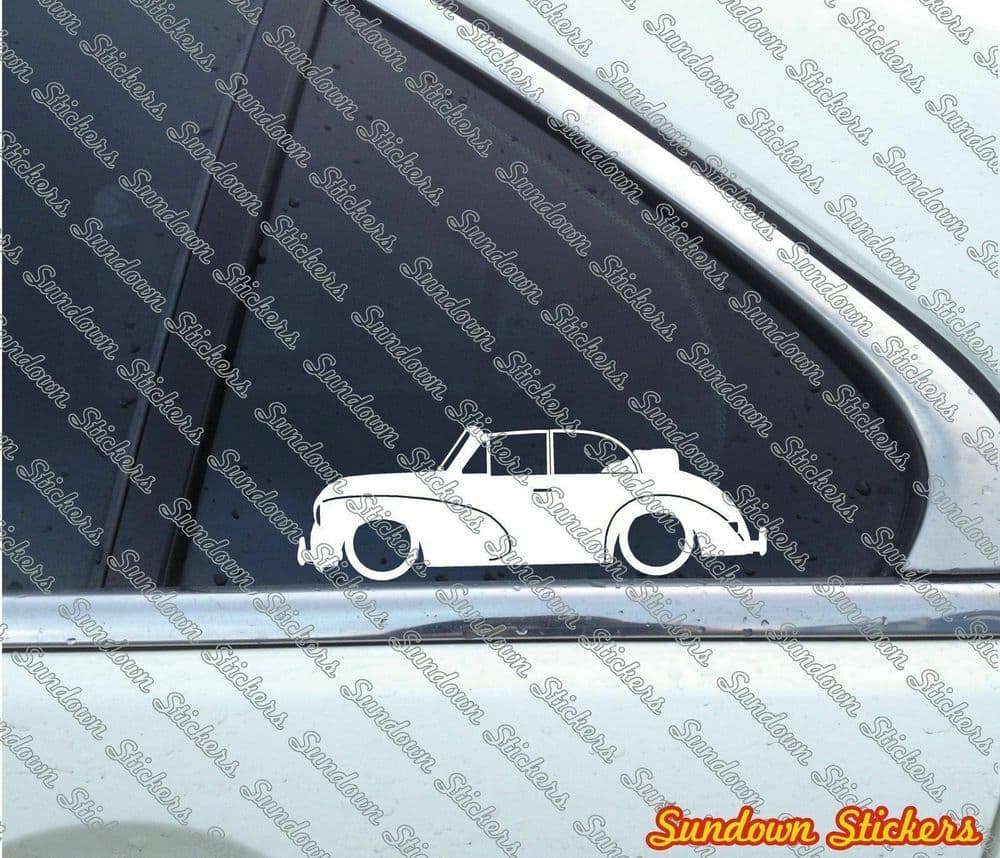 Lowered classic car outline stickers for Morris Minor Convertible ...