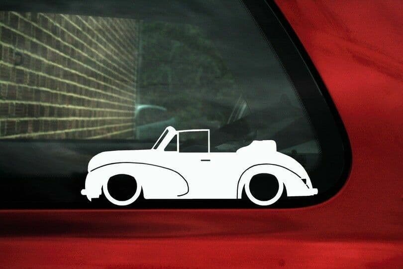 Lowered classic car stickers for Morris Minor MM Tourer convertible