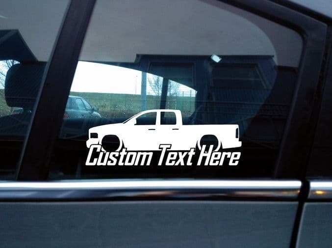 x2 Custom TEXT stickers for Lowered Dodge Ram quad cab 3rd gen; 2001-2006