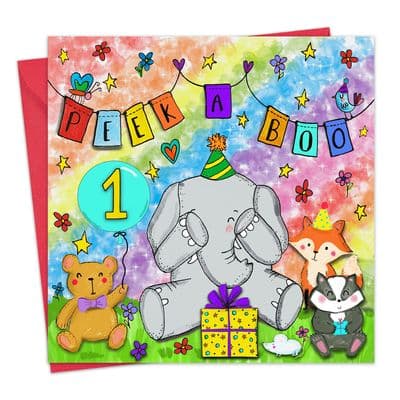 Age 1 Children's Happy Birthday Card - Peek A Boo