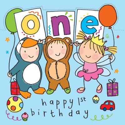 Age 1 Children's Sparkly Birthday Card