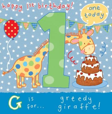 AGE 1 Giraffe Birthday Card