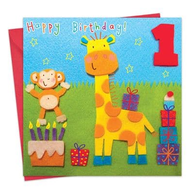 Age 1 Giraffe Children's Birthday Card