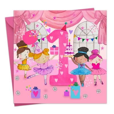 Age 1 Girls Birthday Card - 1st - Ballerina