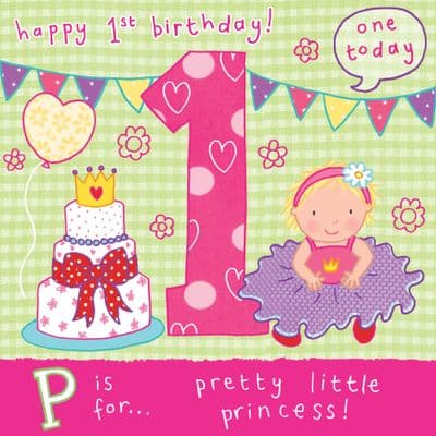 Age 1 Princess Birthday Card