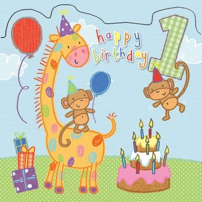 Age 1 Sparkly Birthday Card for Children