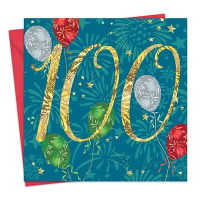 Age 100 Birthday Card - Fireworks Milestone Card