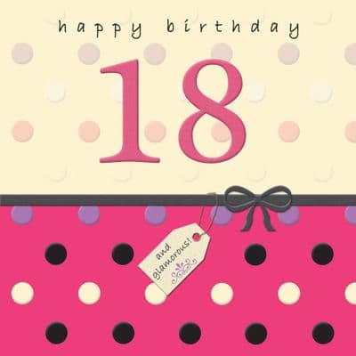 Age 18 Happy Birthday Card With Swarovski Crystal - Dotty Days