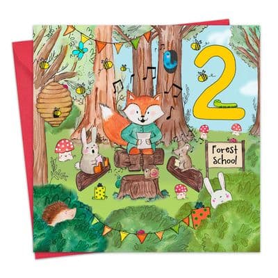 Age 2 Birthday Card - 2nd - Forest School
