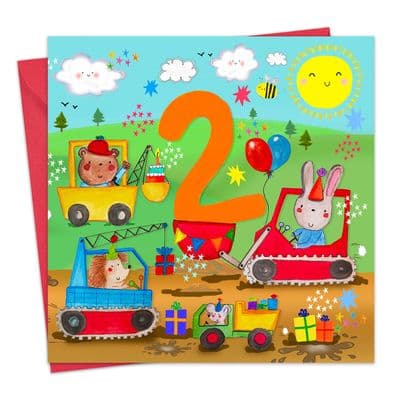 Age 2 Boys Birthday Card - 2nd - Diggers