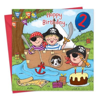 Age 2 Boys Birthday Card Pirate Ship