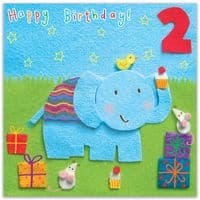 Age 2 Elephant Birthday Card