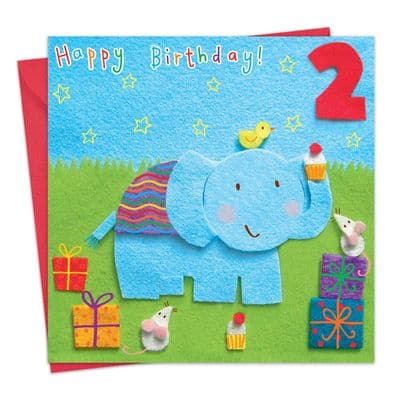 Age 2 Elephant Birthday Card