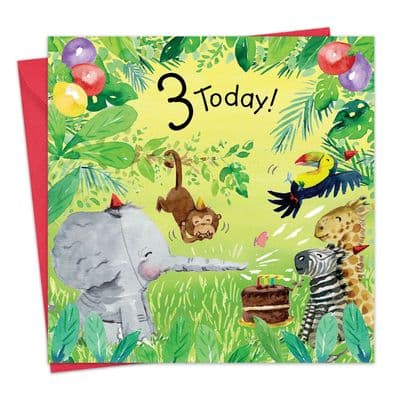 Age 3 Birthday Card - Jungle