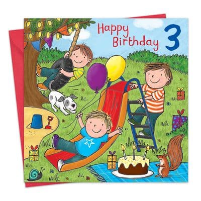 Age 3 Boys Birthday Card Playground