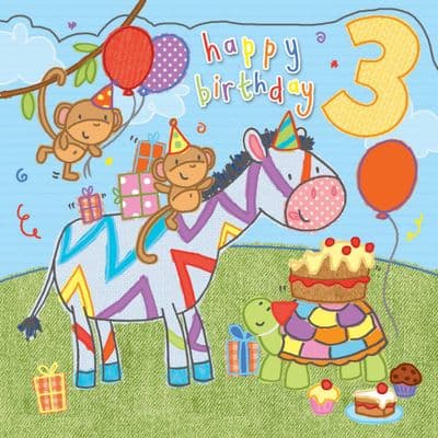 Age 3 Sparkly Birthday Card for Children