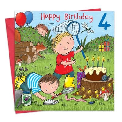 Age 4 Boys Birthday Card Outside Fun