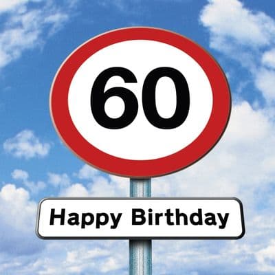 Age 60 Birthday Card Road Sign