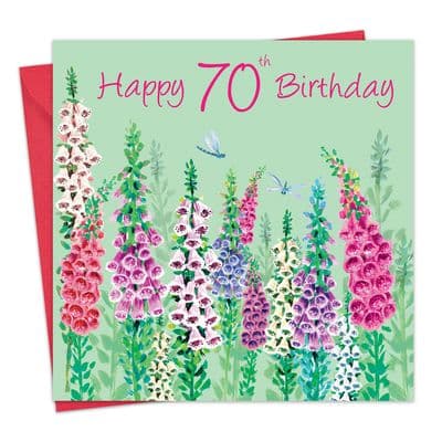 Age 70 Birthday Card for Her - 70th - Foxglove