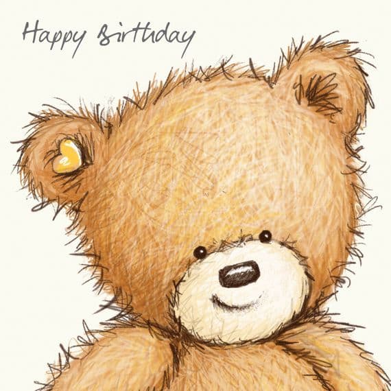 Birthday Bear With Pink Balloon, Happy Birthday Card