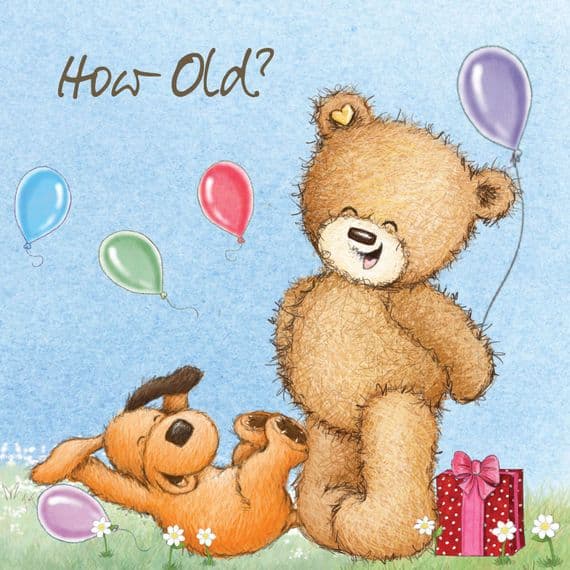 Birthday Bear With Pink Balloon, Happy Birthday Card