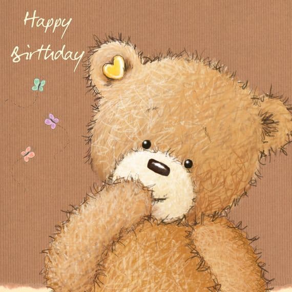 Birthday Bear With Pink Balloon, Happy Birthday Card