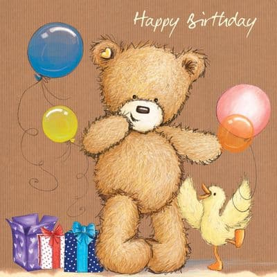 Birthday Bear With Balloons And Presents