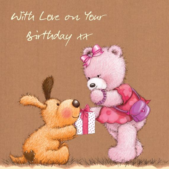 Birthday Bear With Pink Balloon, Happy Birthday Card
