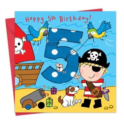 Boys Age 5 Pirate Birthday Card