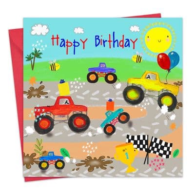 Boys Birthday Card - Monster Trucks