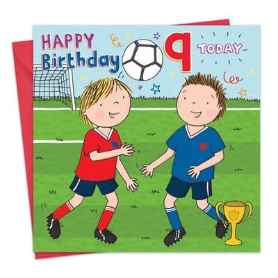 Boys Football Age 9 Birthday Card