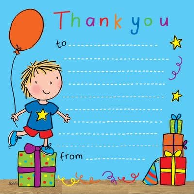 Boys Party Thank You Note
