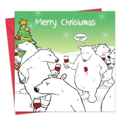 Bugger Bear Merry Christmas Card