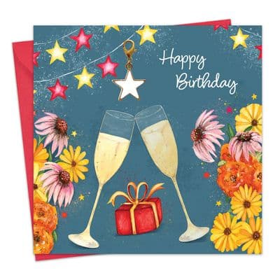 Champagne Birthday Card & Gift with Detachable Star Charm