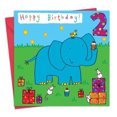 Children's Birthday Card age 2 Elephant