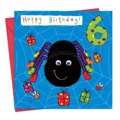 Children's Birthday Card age 6 Spider